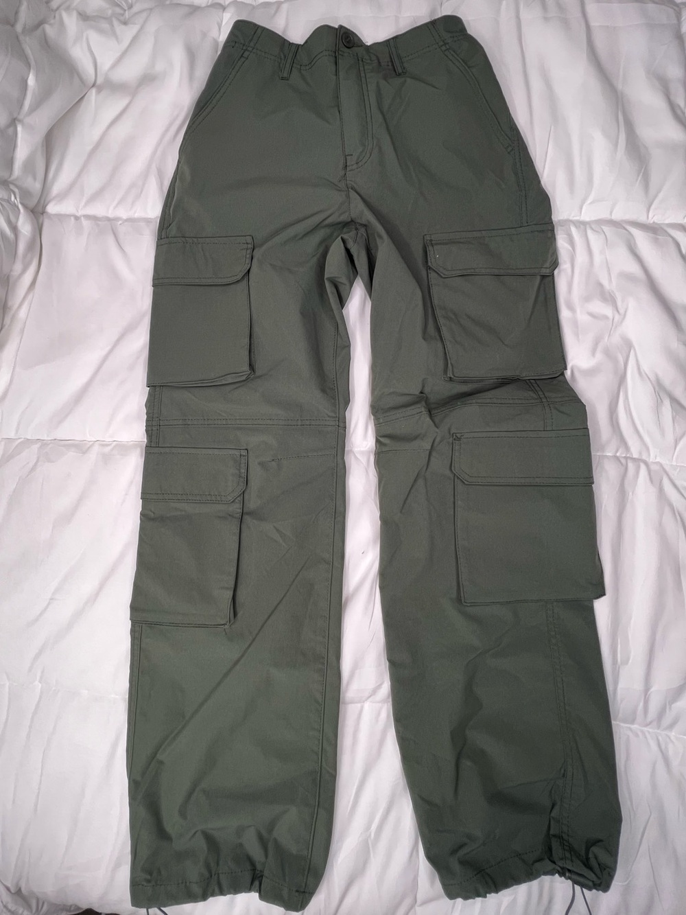 Love Tree Olive Green Wide Leg Cargo Jumpsuit Pants